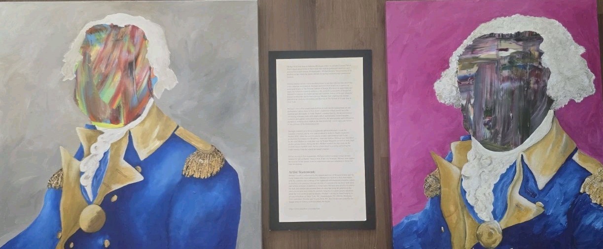 (2) Michael Ford GEORGE WASHINGTON Large Contemporary Art Painting U.S President