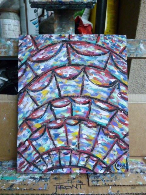 THE FINAL CURTAIN 8×10 oil painting card panel panel original art signed Crowell