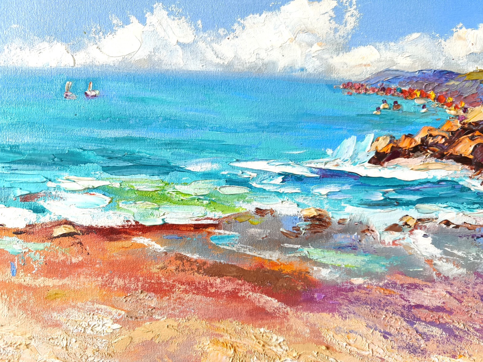 Seascape Original Oil Painting on canvas board 24x30cm California Seaside Art