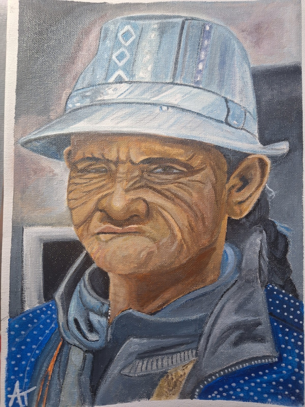 Figurative Contemporary Grumpy Old Man 8×11 Canvas Paper