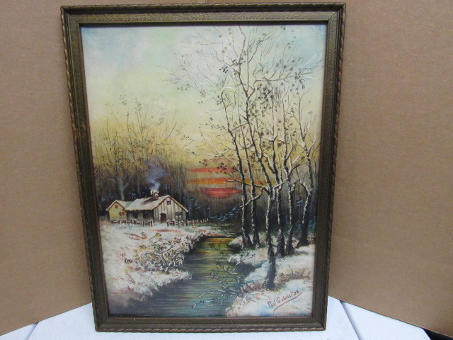 antique painting sun set painting
