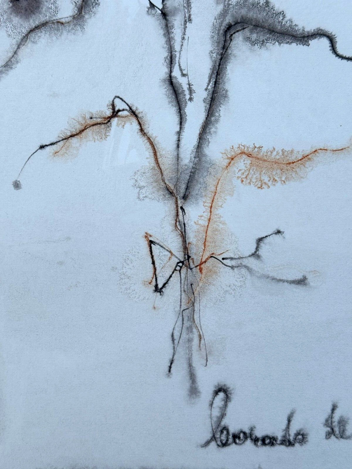 LEONARDO DE MAGISTRIS SIGNED ORIGINAL PAINTING FLORAL ABSTRACT WATERCOLOR 1967