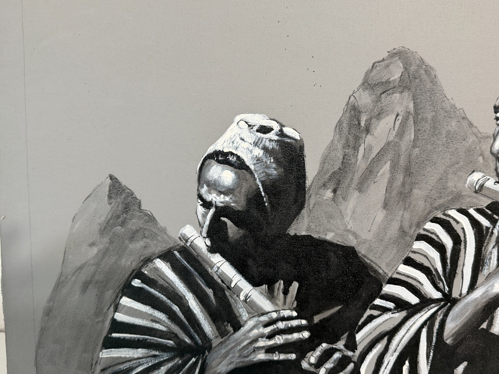 Original Painting on Linen Native Peruvian Indian Men, Andes 18″ x 26″ Signed