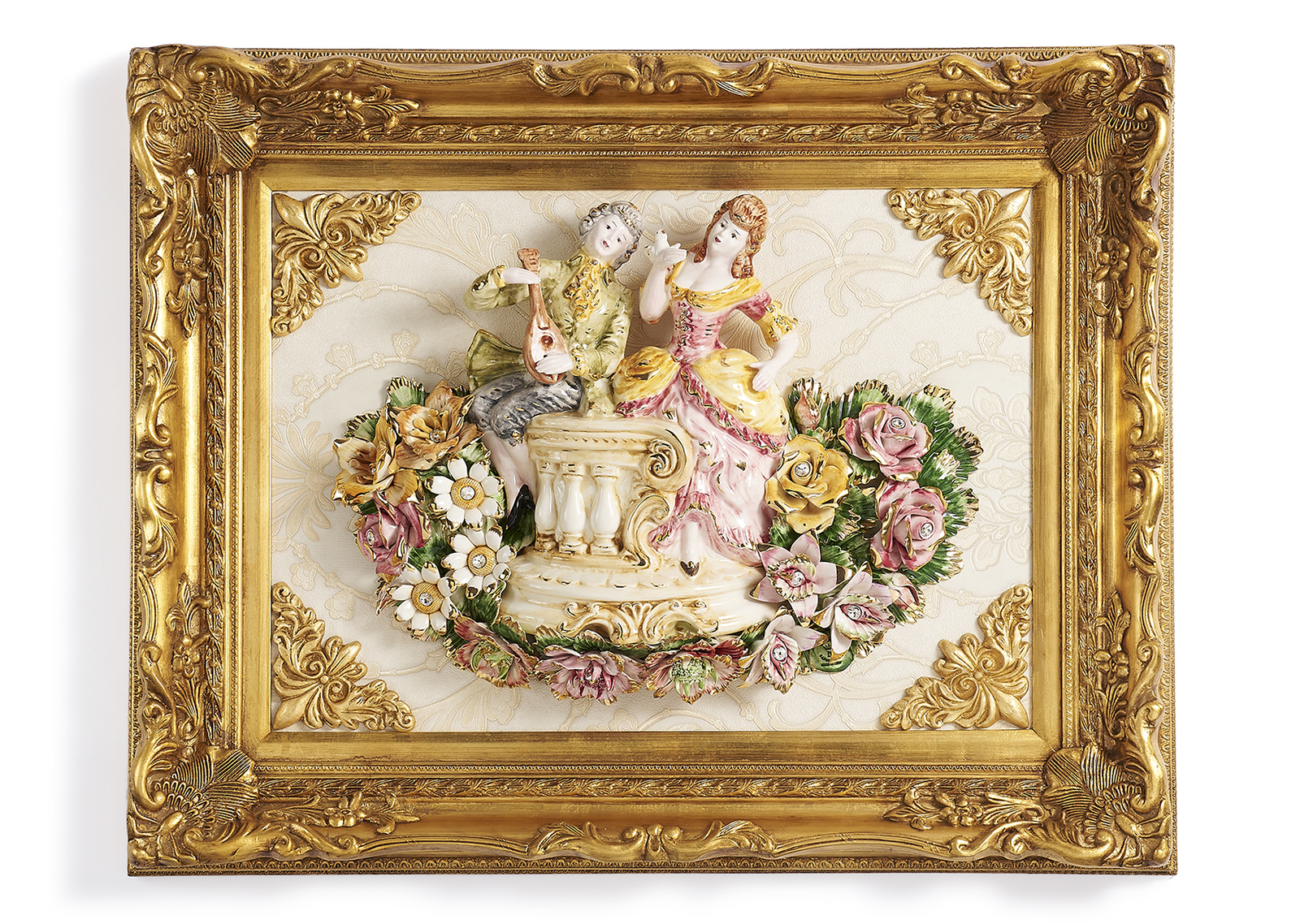 Sonda Capodimonte Wall Plaque Love Romantic Scene Handcrafted Porcelain 95 cm