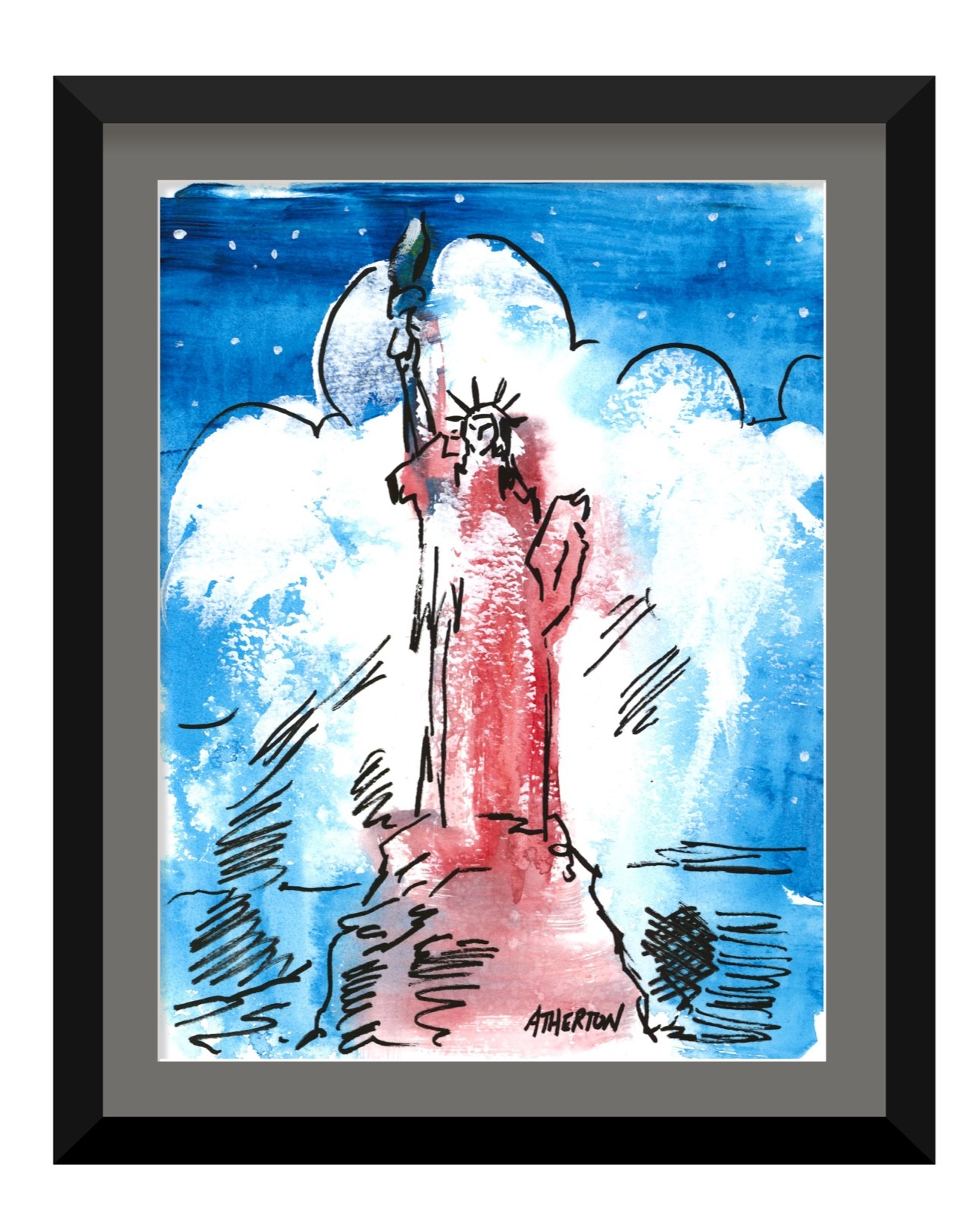 Atherton 9×12 Lady Liberty Original Painting Statue of Liberty Pop Art Americana
