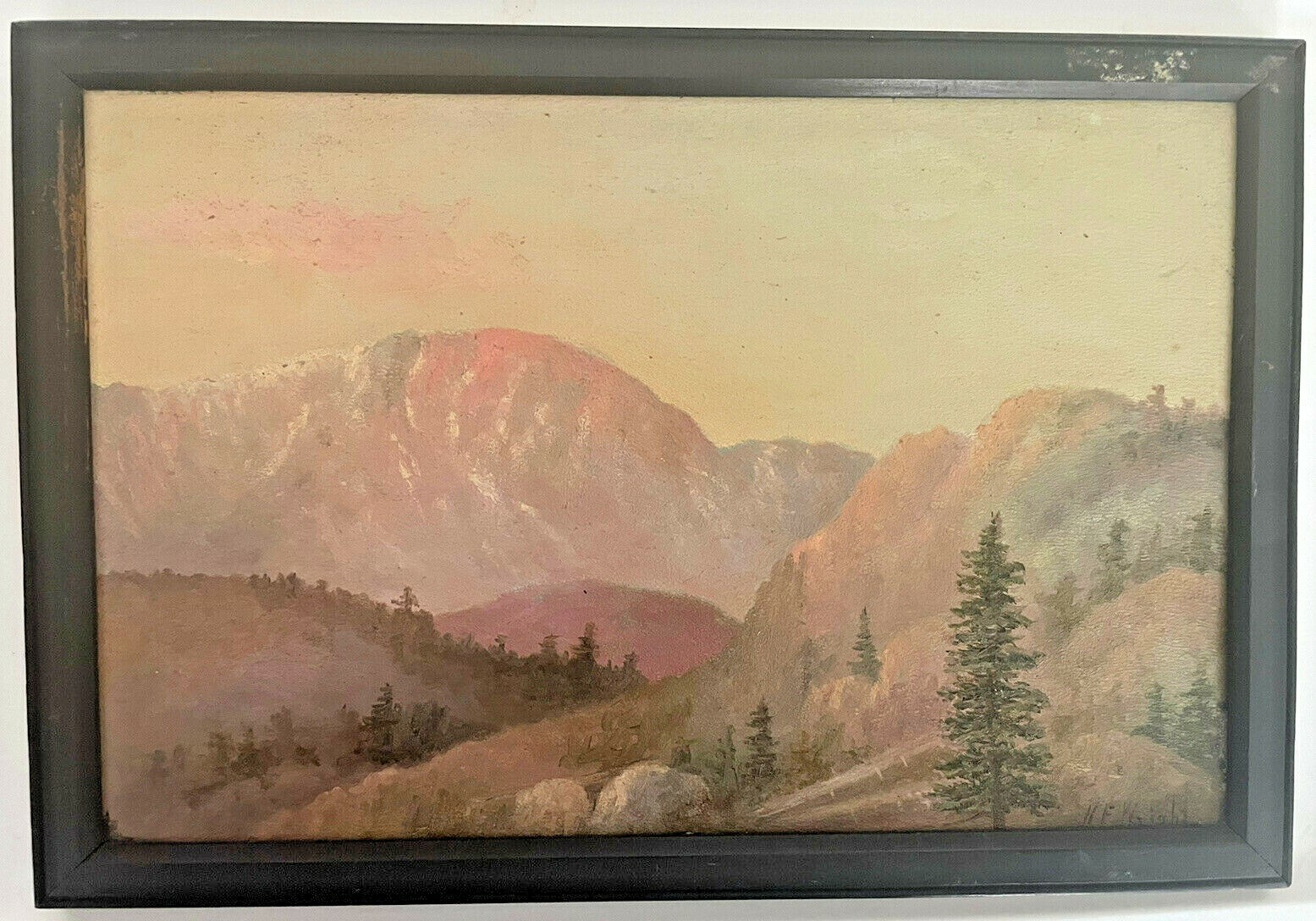Harriet Freeman Wright Pikes Peak Colorado Plein Air Oil Painting Circa 1900