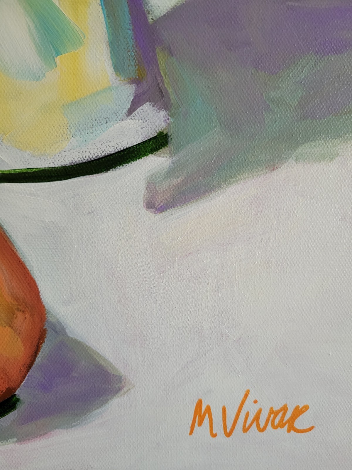 MONA VIVAR Original 20×16 Colorful Floral Abstract Fruit Kitchen Art Painting