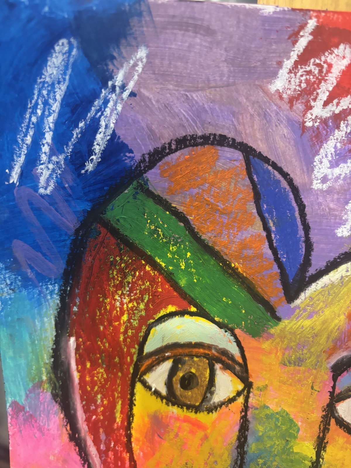 Love Triangle – Original Signed Mixed Media Cubism 9×12