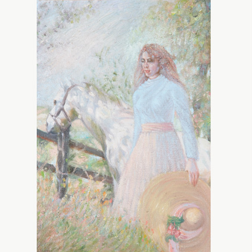 «Before the Ride» By Anthony Sidoni 1995 Signed Oil on Canvas 20 1/2″x17 1/2″