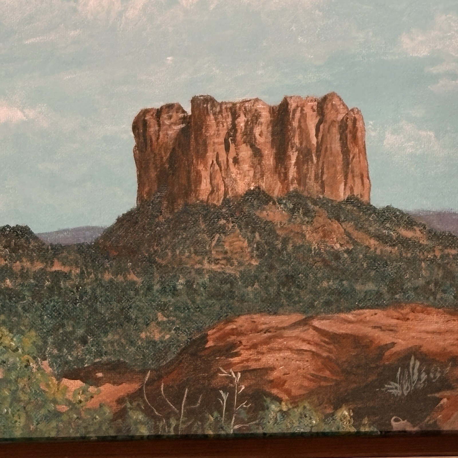 Original Vintage Cathedral Rock Sedona Arizona Landscape Painting Signed Framed