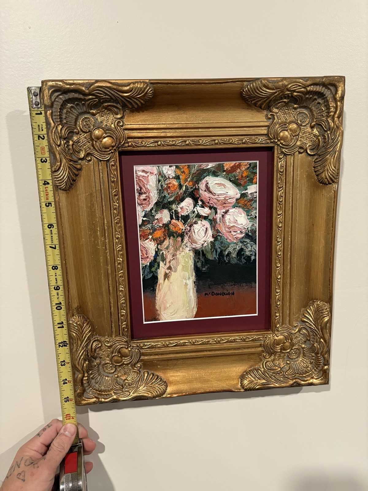 Oil on Canvass Floral Still Life — Signed “McDonough” 13.5 X 15.5 Inches