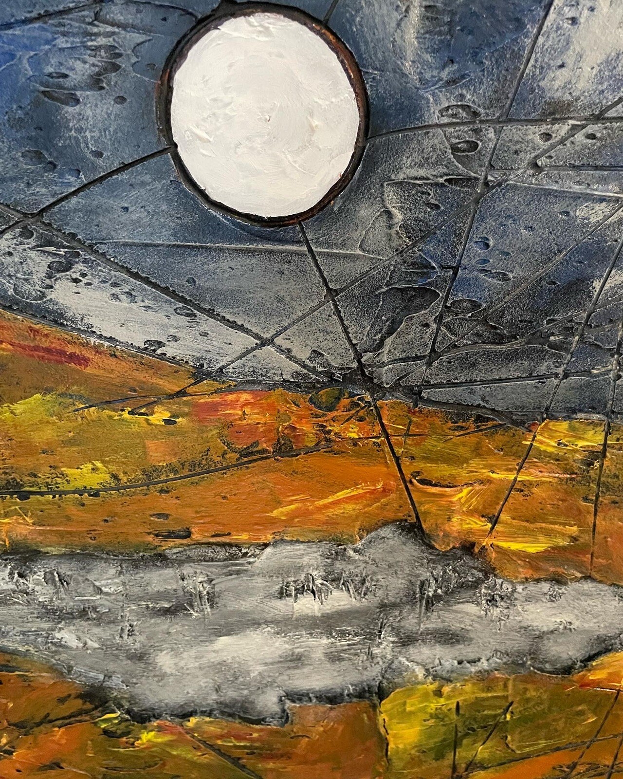 “Fenner Harvest Moon” (24”x32”) Abstract Landscape Painting