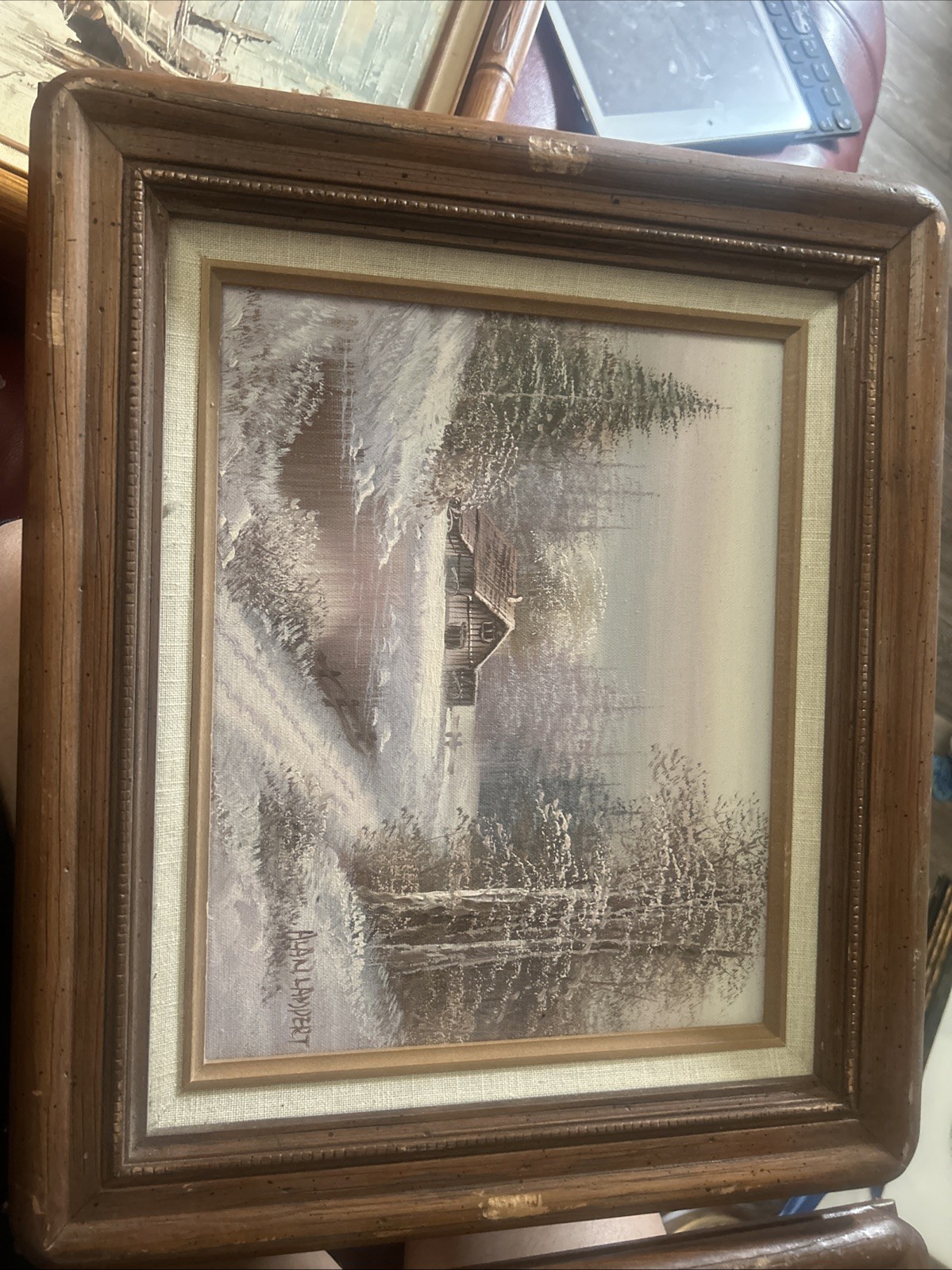 Framed A. Lambert Vintage Painting on Canvas (Pair Of 2)
