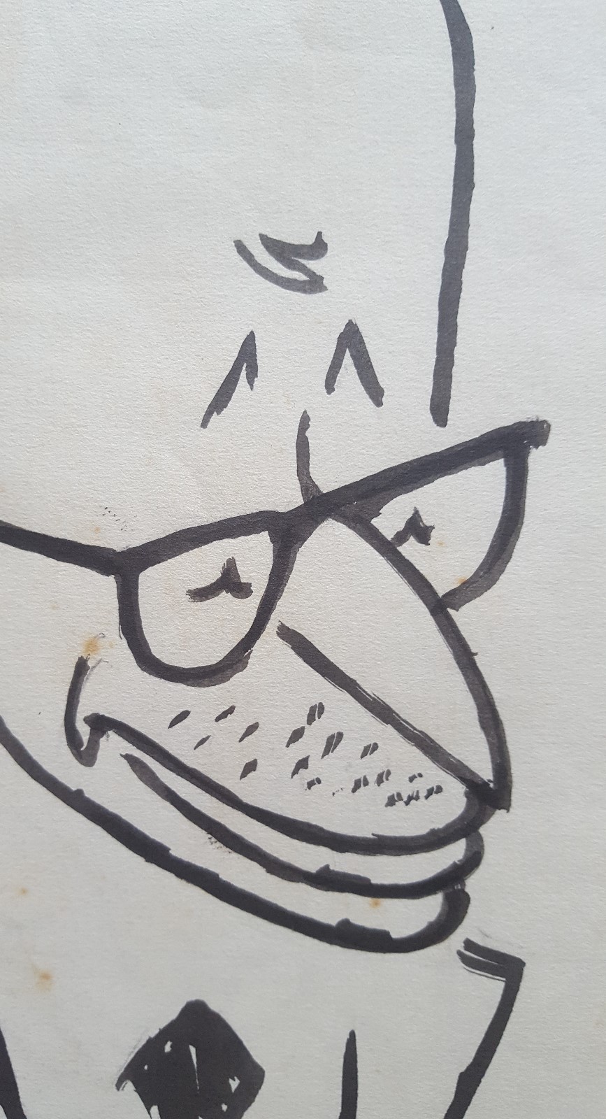 Caricature by Juan David. Raul Roa, 1975. Ink on paper.