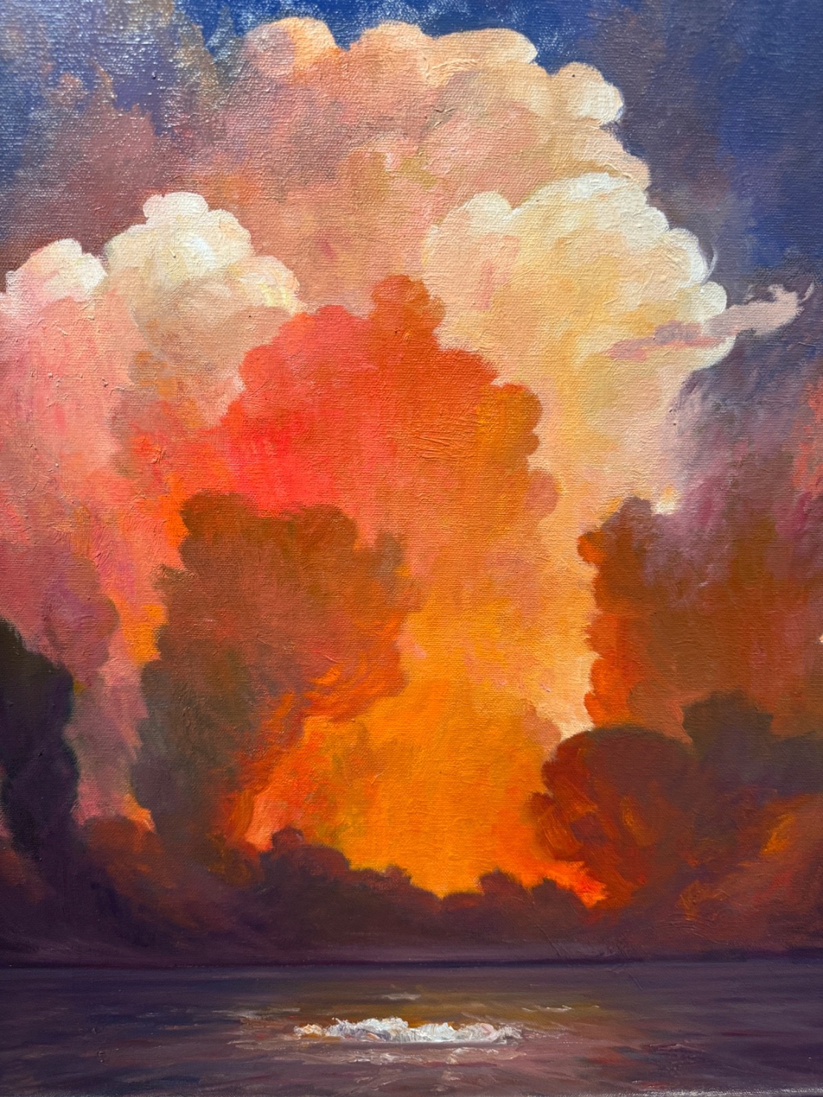 «Fire and Water» Sunset oil on canvas 2026 Framed YASAMI 32″ x 28″