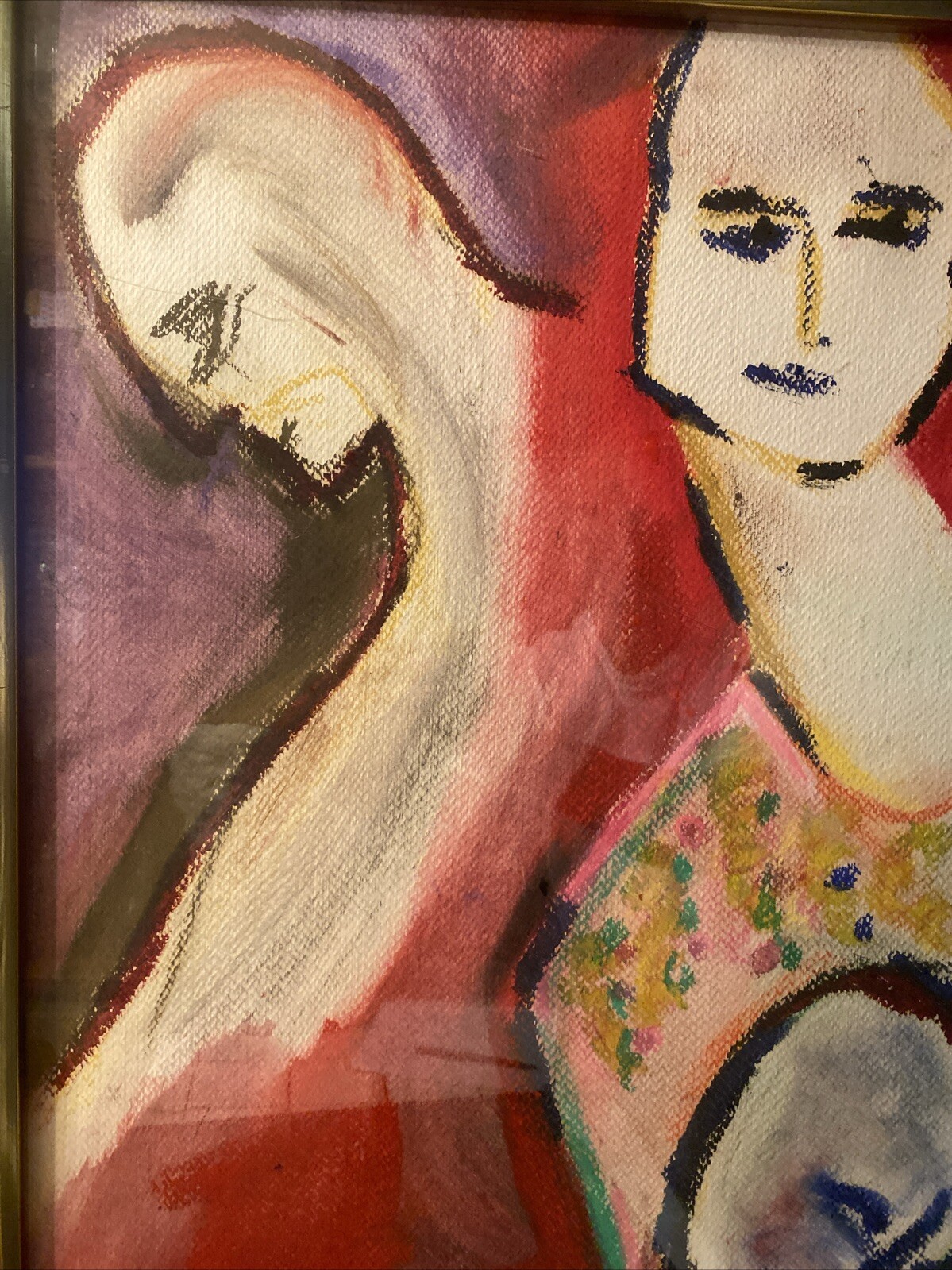 “ALEXANDRA JACOBS” ABSTRACT FIGURAL PASTAL PAINTING SIGNED
