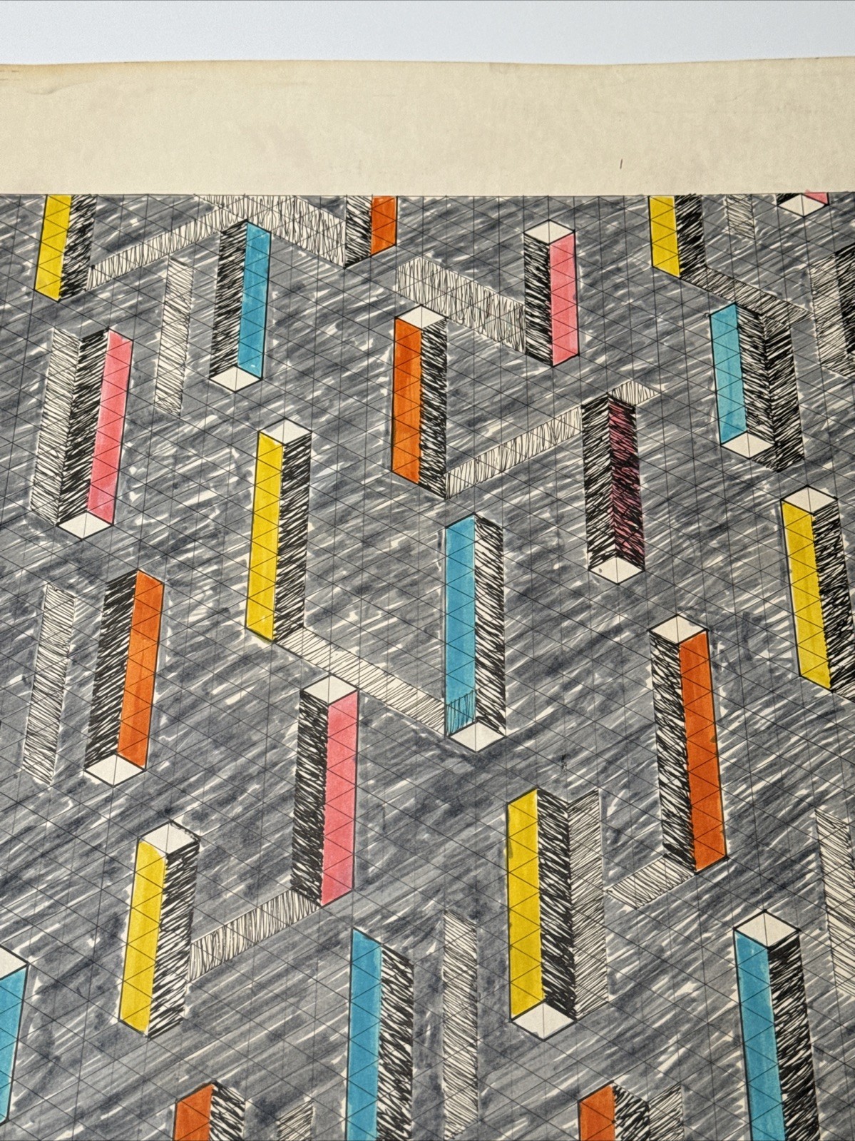 ABSTRACT DRAWING 1970’S PROFESSOR LUBENSKY POP MODERNIST CHICAGO KANSAS LISTED
