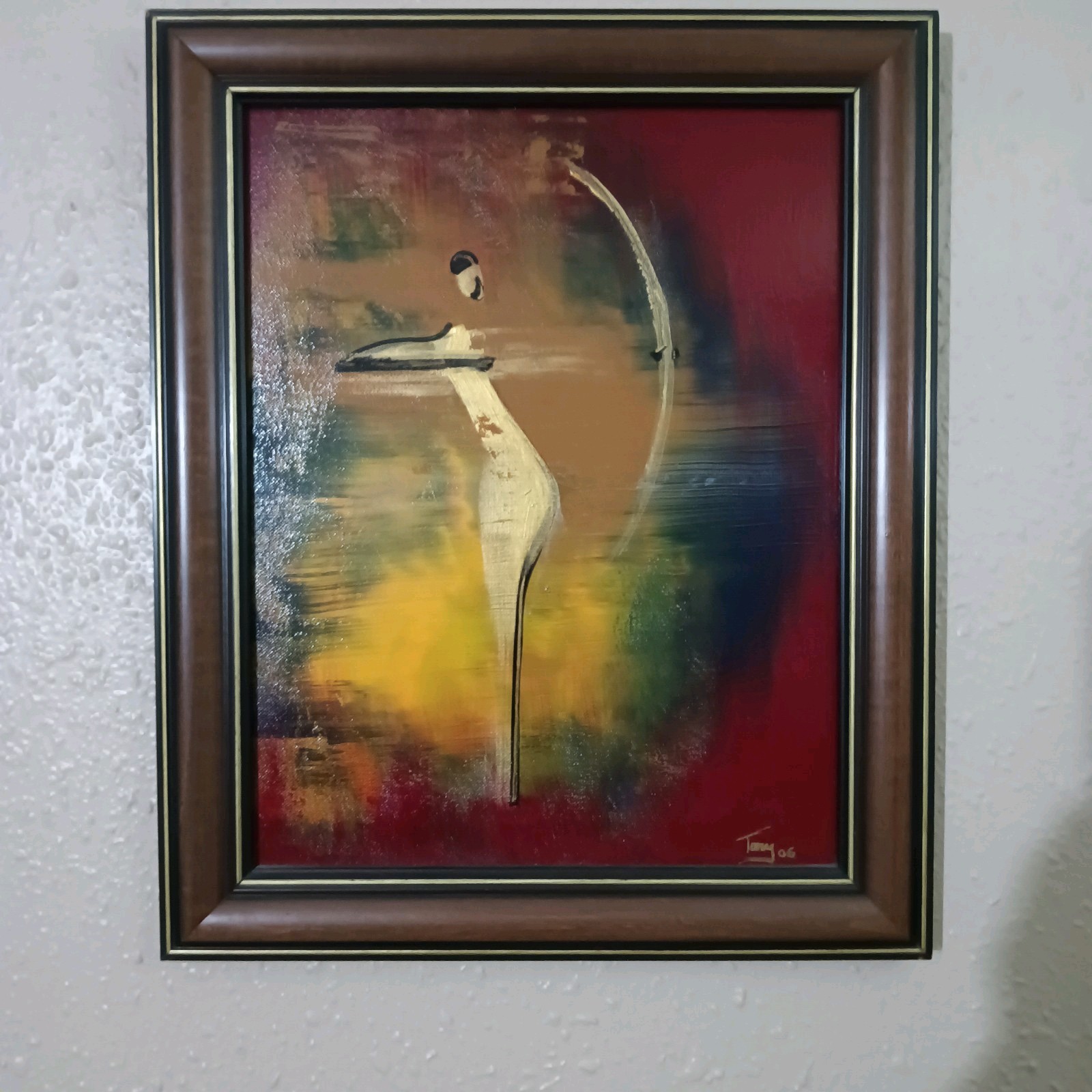 Abstract Artist Tony Alumni Acrylic On Canvas 2006 Painting, 17 By 15 Framed.