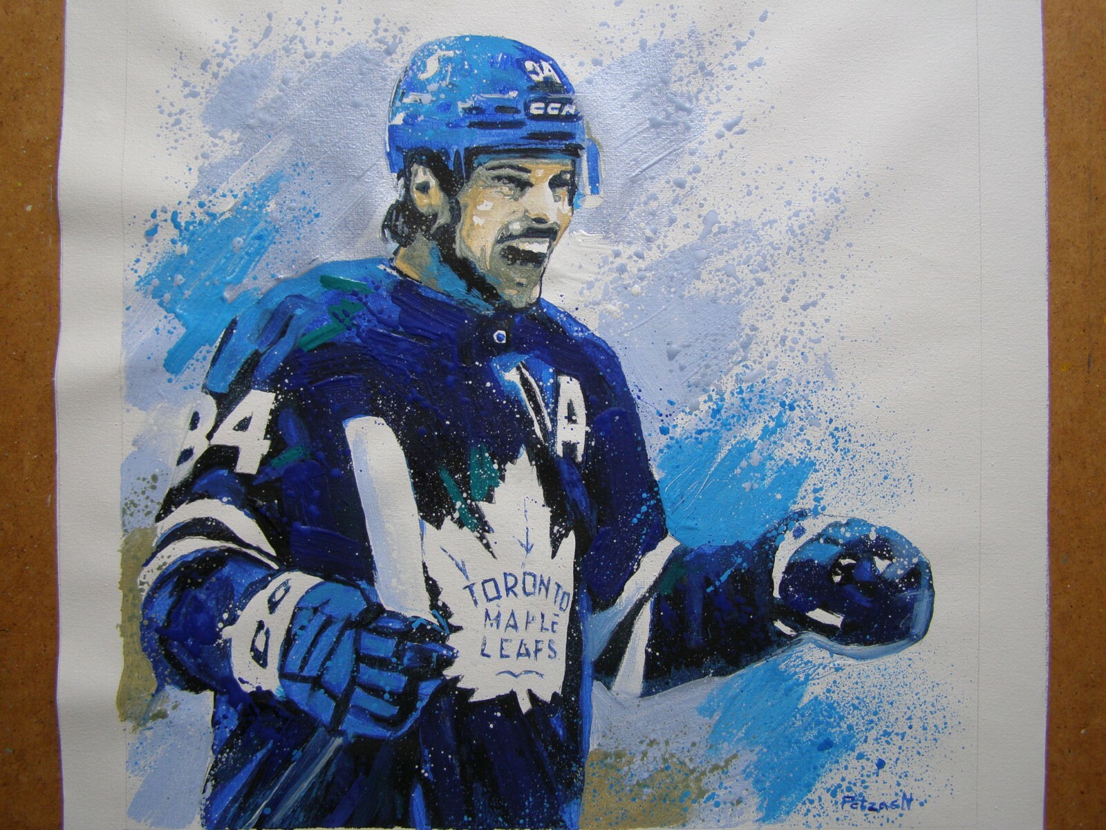 Auston Matthews NHL Maple Leafs Original Acrylic Oil Painting Art By Artist