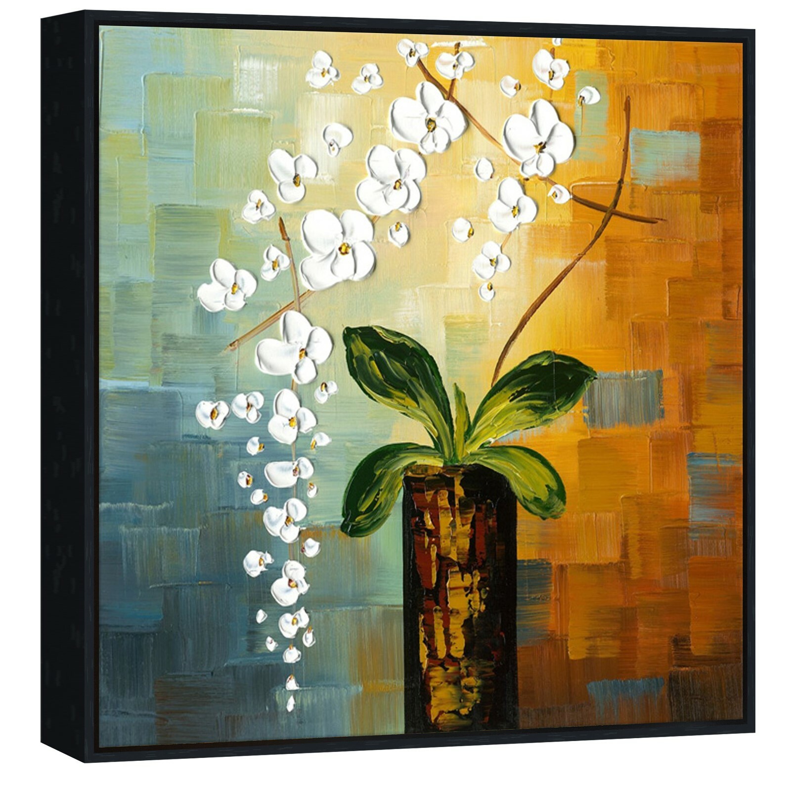 Canvas Paintings Picture Hand Painted Wall Art Home Decor Abstract Floral Framed