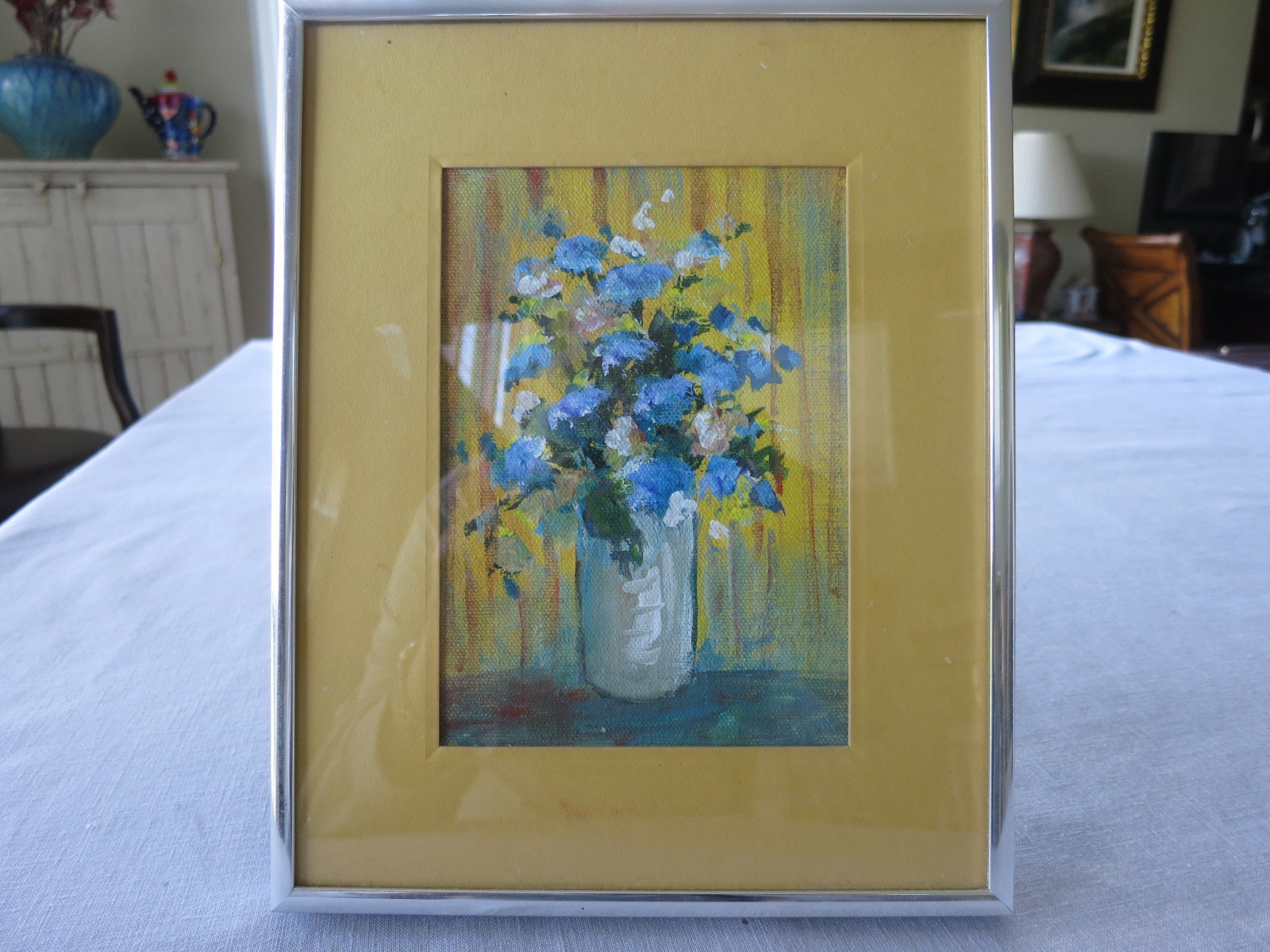 Small Acrylic Flowers in Vase Painting on Canvas Board