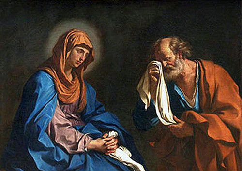Oil painting Tears of St. Peter with the Virgin Mary Madonna free shipping