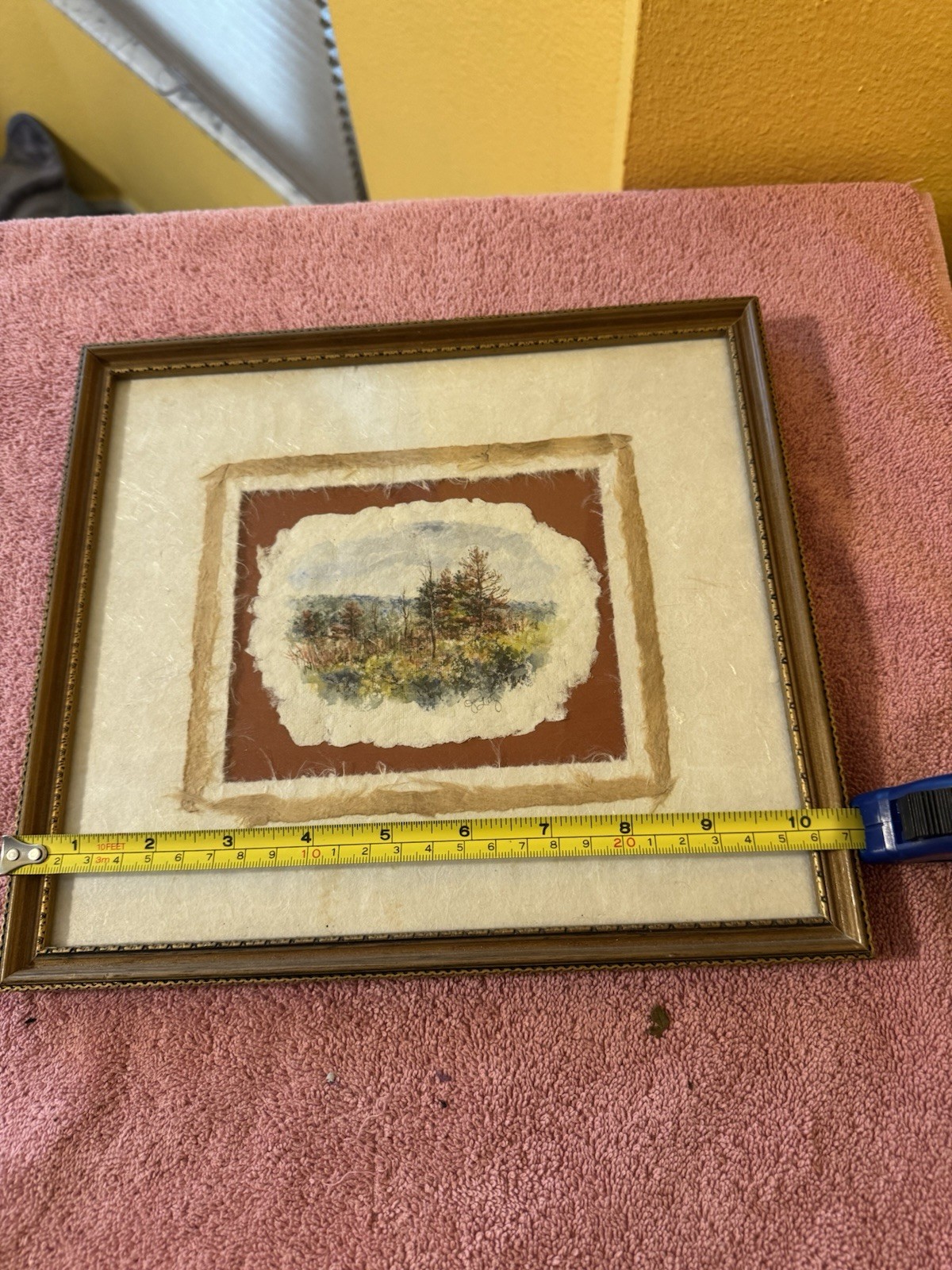 Miniature Watercolor Landscape Signed Painting 3.5×5 Framed w/Conservation Glass