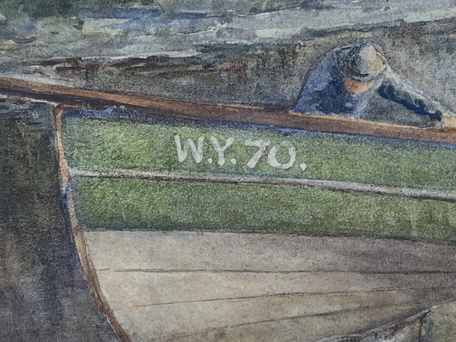 Antique Watercolor Painting Fred E. Graham Listed Artist Fishing Boat Traps
