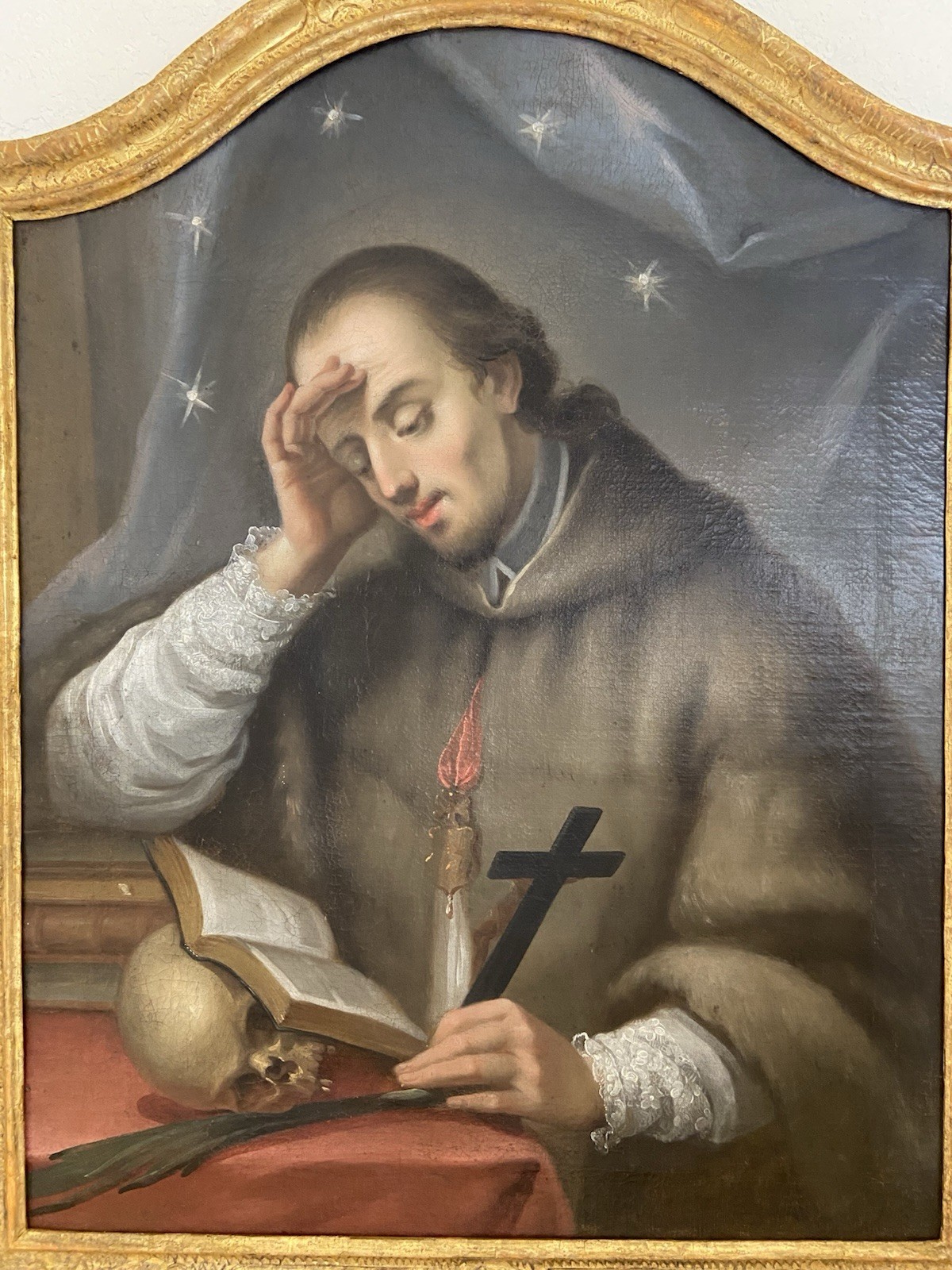 Rare 18th C Saint John Nepomucene Oil Painting Rococo Frame. Smithsonian Museum