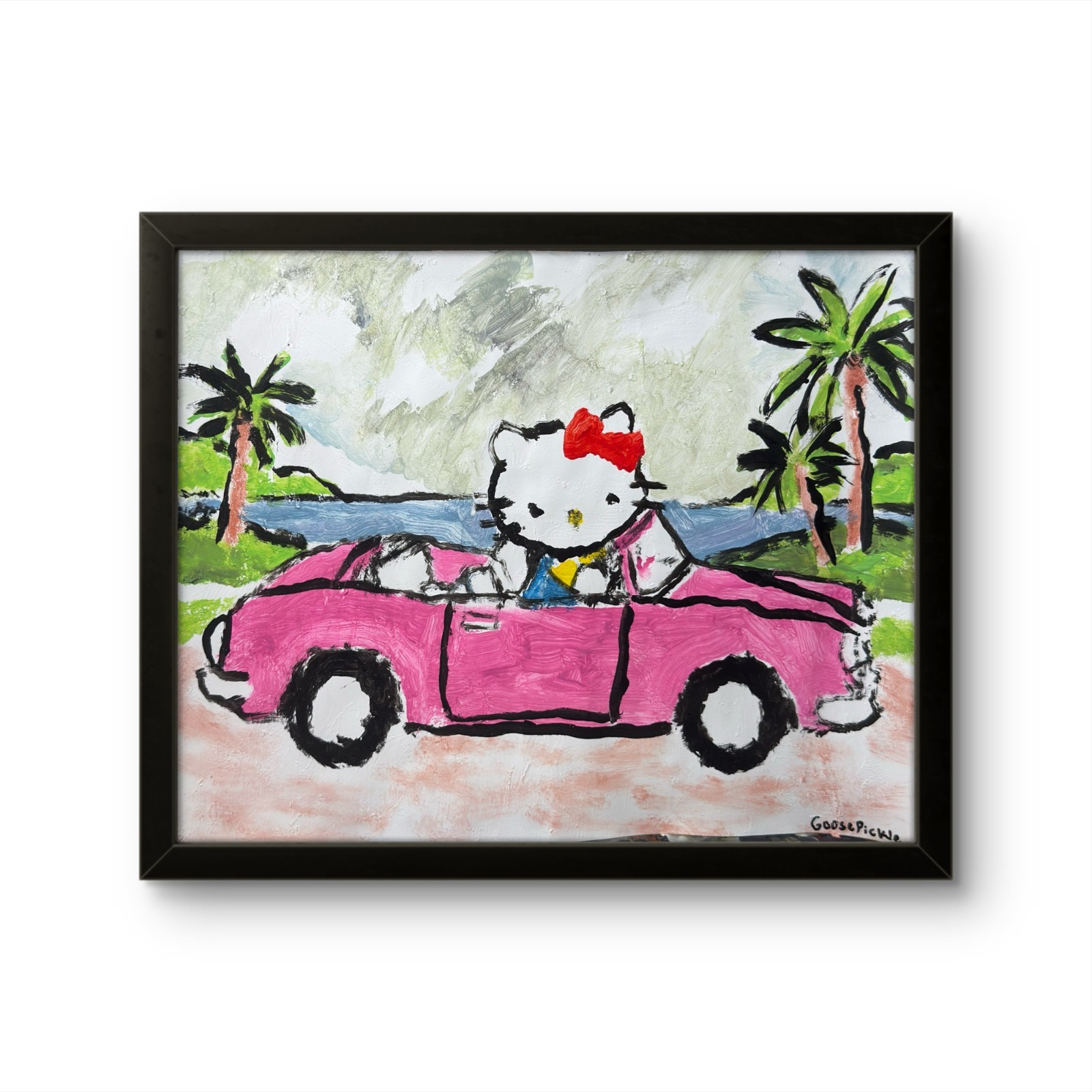 GOOSEPICKLE #25 Cartoon Kitty 14×11 Inch Impressionism Original Modern Paper Art