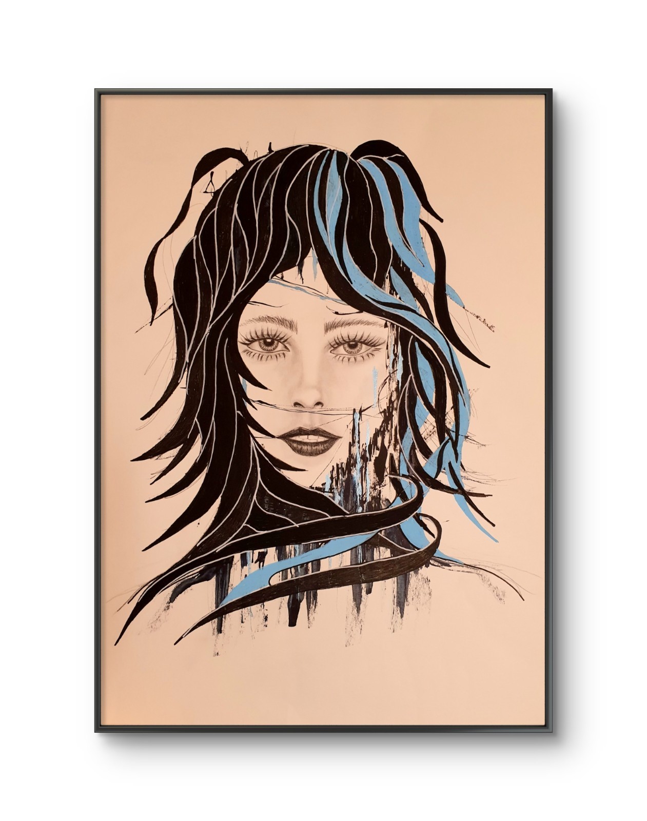 MODERN EXPRESSIONIST PORTRAIT 16×23 ORIGINAL PAINTING GALLERY PAPER ABSTRACT ART