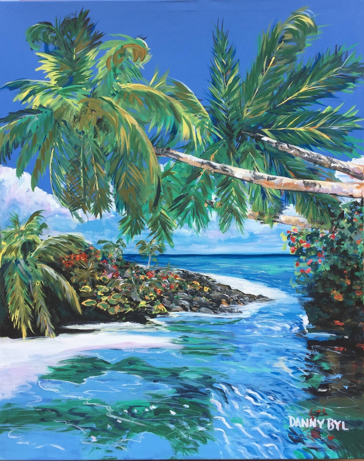 BEACH Caribbean Ocean Original Art PAINTING DAN BYL Modern Contemporary Huge 5ft