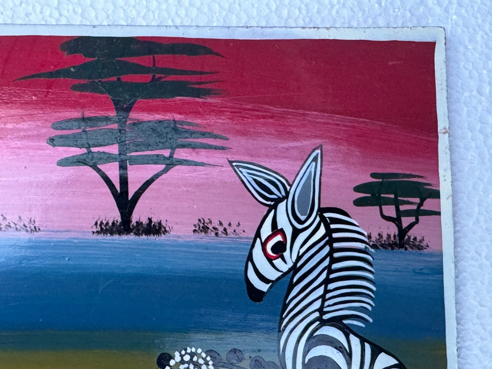 MAHWAZO SIGNED ORIGINAL AFRICAN SAFARI PAINTING TINGA TANZANIA ZEBRA ELEPHANT