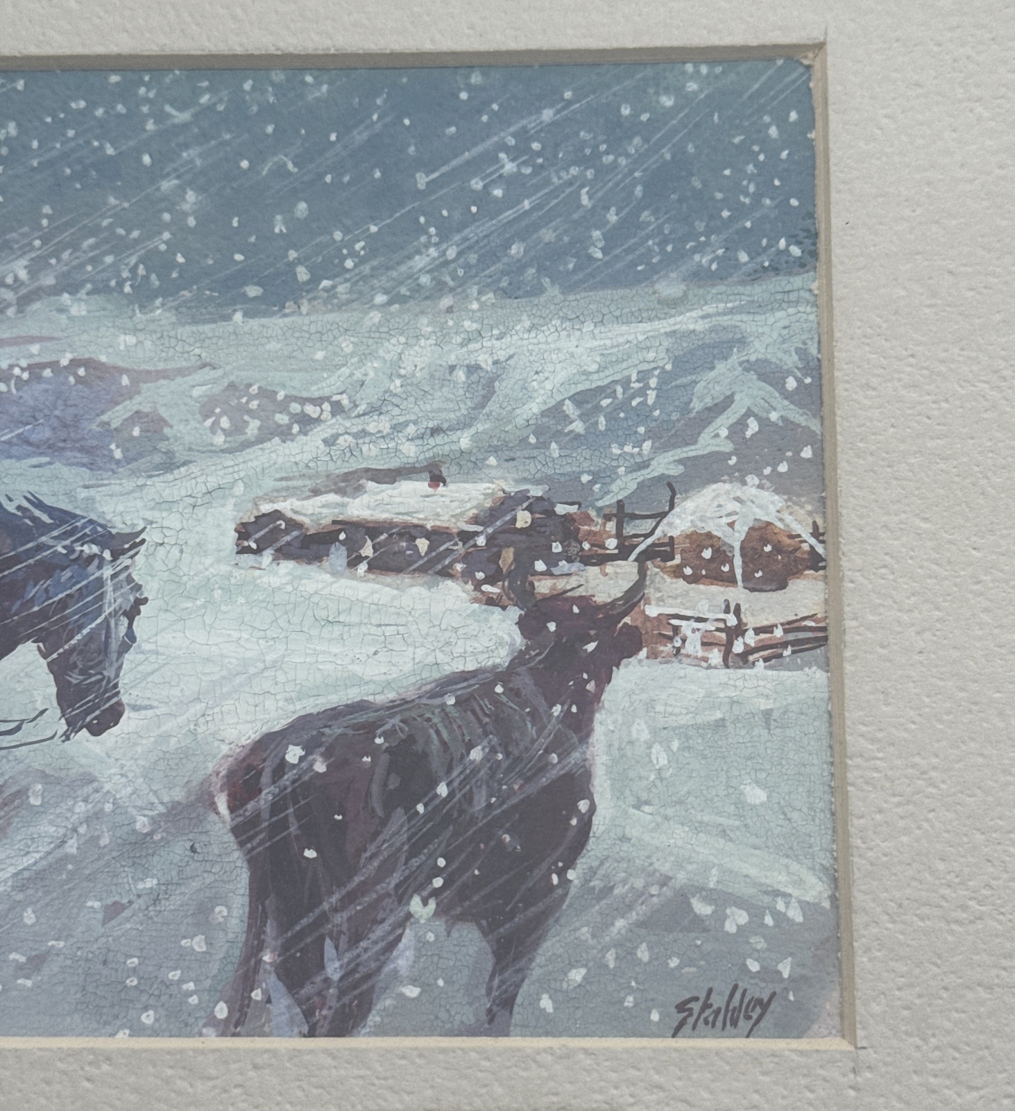 JOE STAHLEY PAINTING WESTERN COWBOY WINTER LANDSCAPE FAMOUS LISTED SMALL GEM