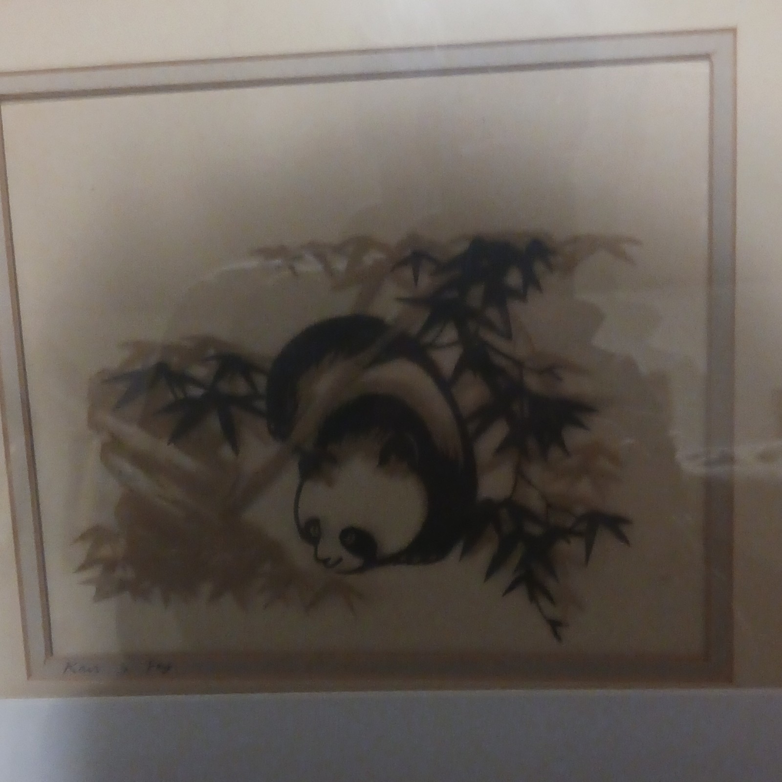 Framed Asian Style Panda Bamboo Painting Chinese Artwork, Animals Nature