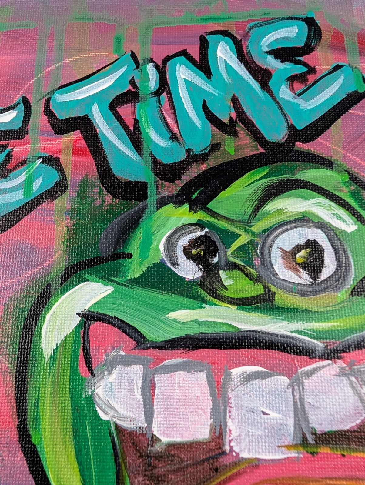 Slimer Ghostbusters Original Painting Canvas Pop Art Gestural Expressionism