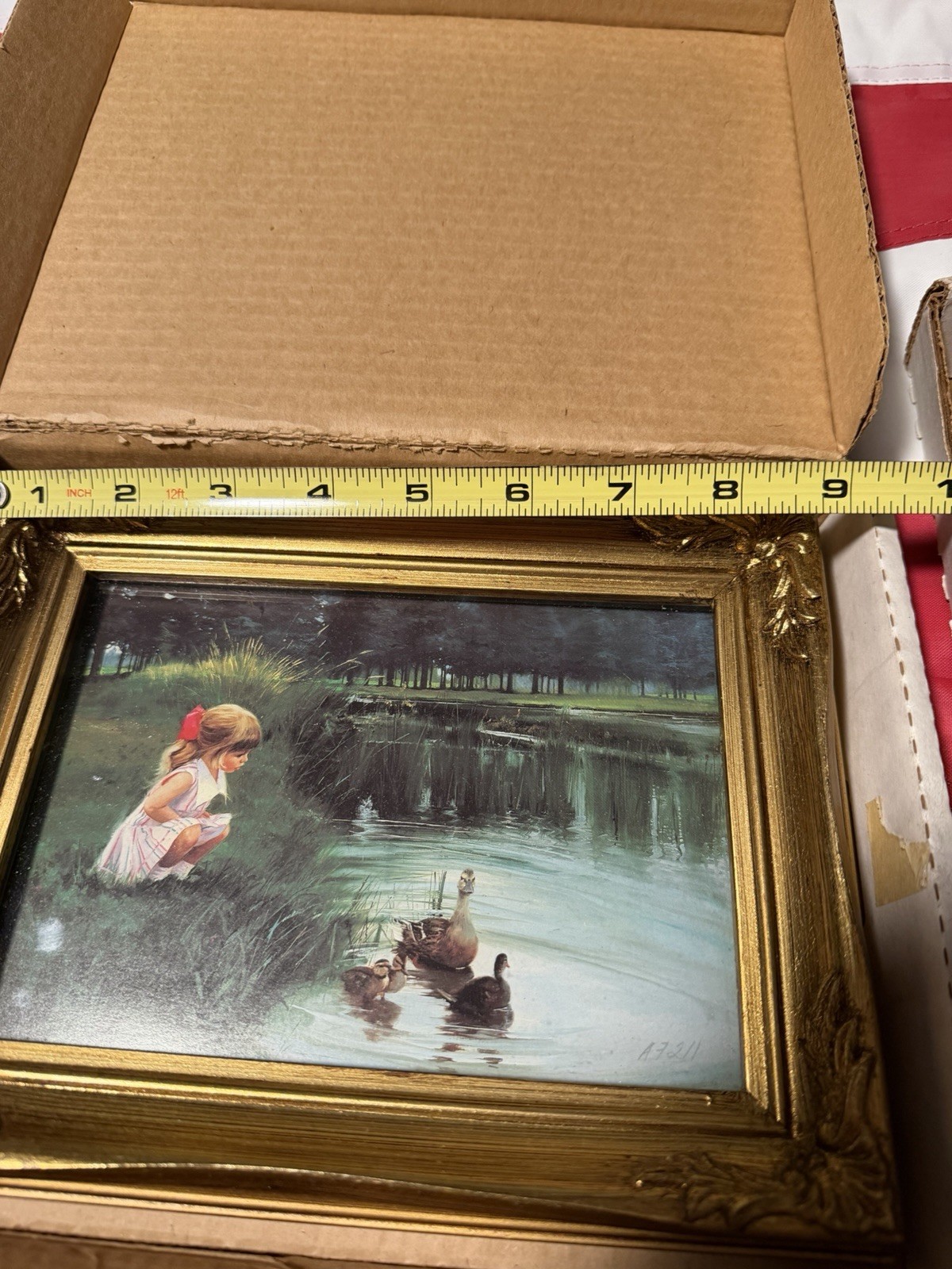 VTG Donald Zolan Morning Discovery Ornate Gold Gilded Frame Lithograph 7”x 8.5”