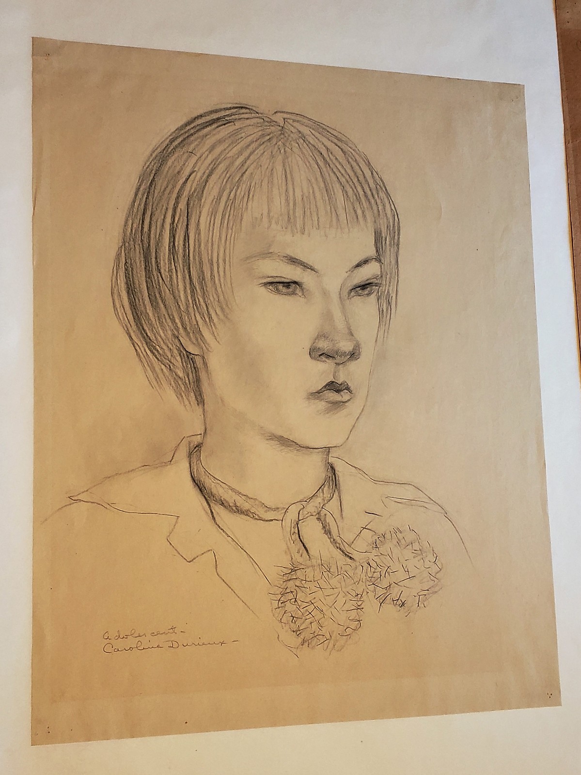 CAROLINE DURIEUX Original SIGNED Graphite Drawing «Adolescent» WPA FAP Project