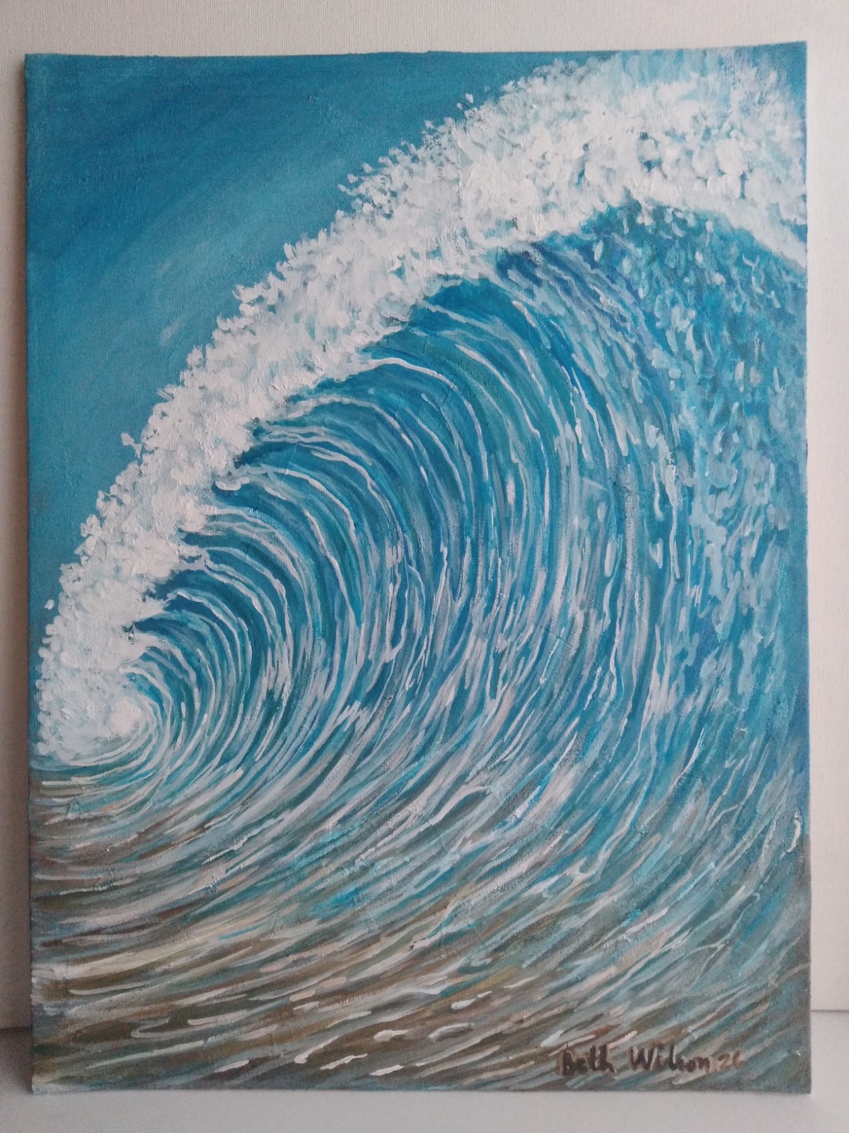 Original Hand Painting Ocean Wave Beach Seaside Coastal Wall Art Decor