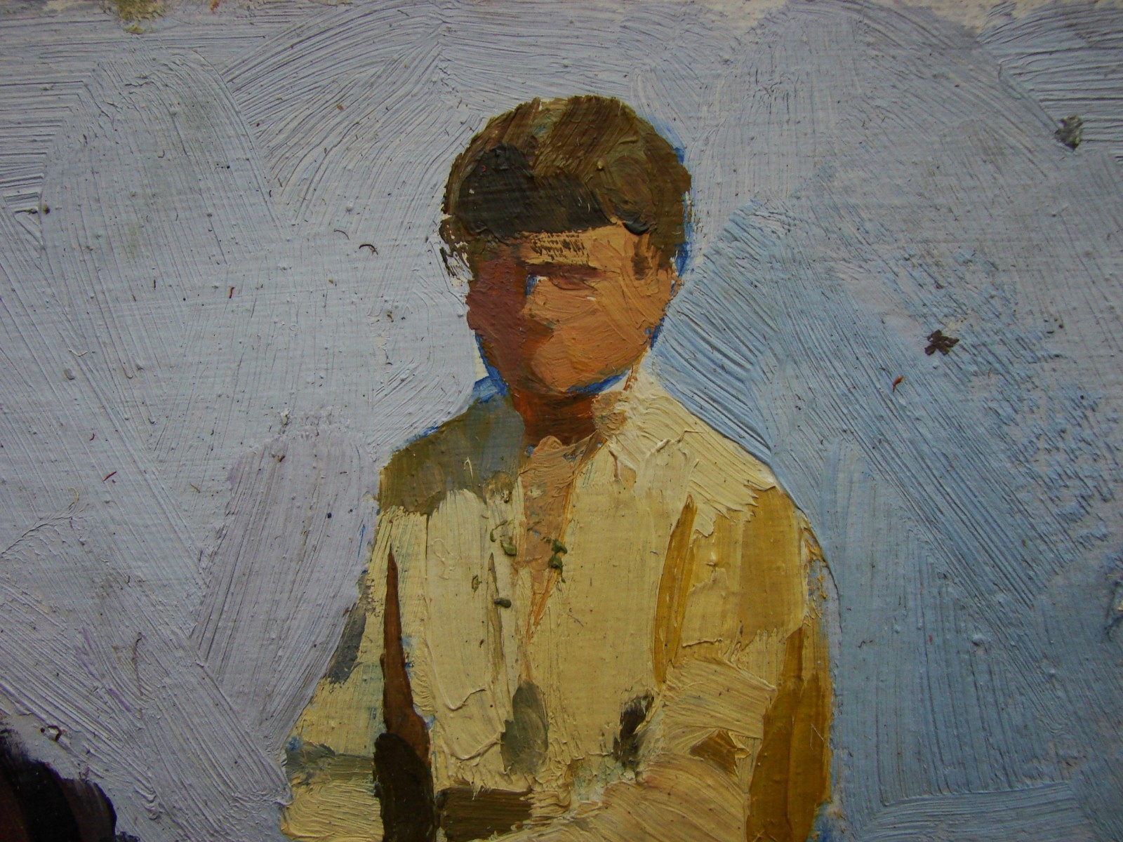 Ukrainian Soviet USSR Oil Painting impressionism realism young horseman rider