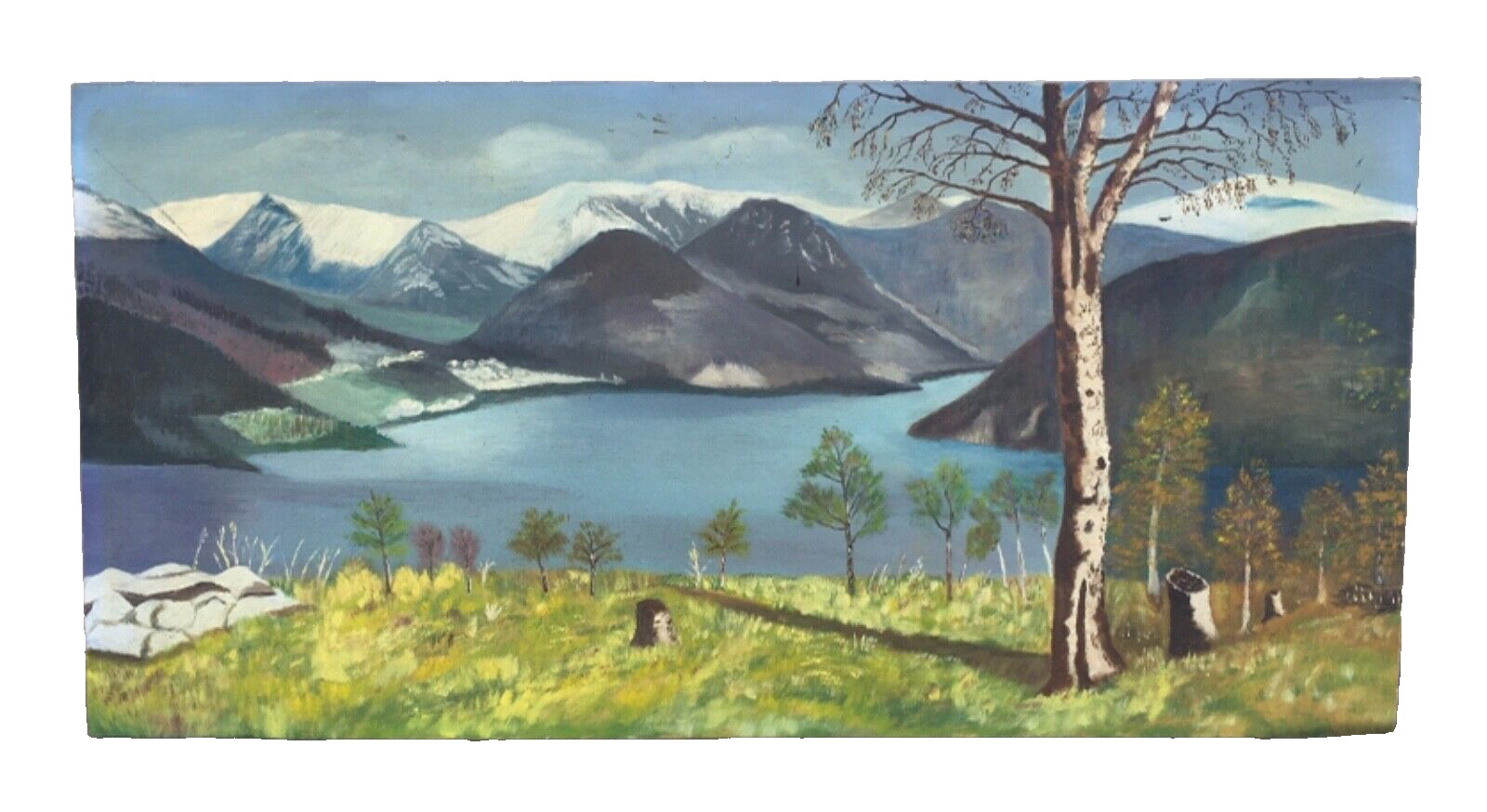 1968 Vintage Original Grand Teton National Park Painting Wyoming