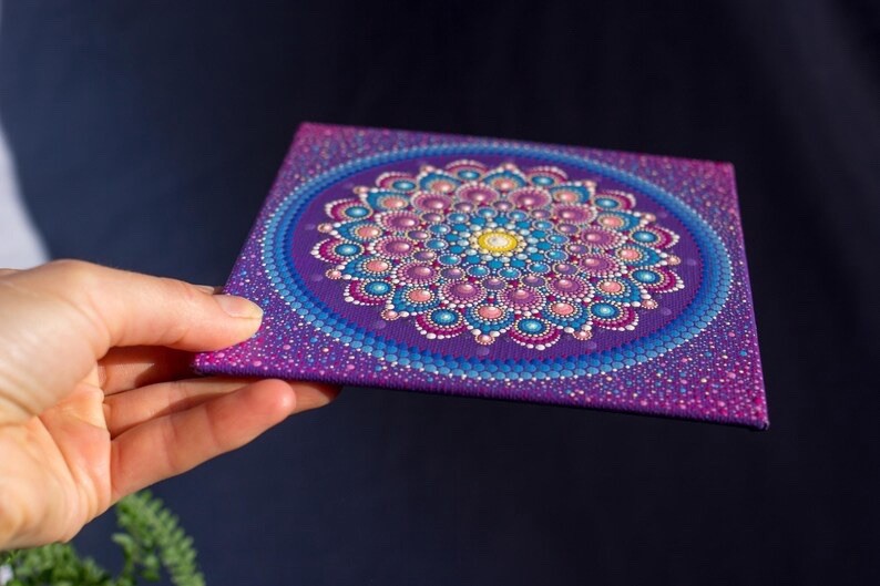 Mandala Painting Canvas Yoga Lover Gift Meditation Wall Decor Original