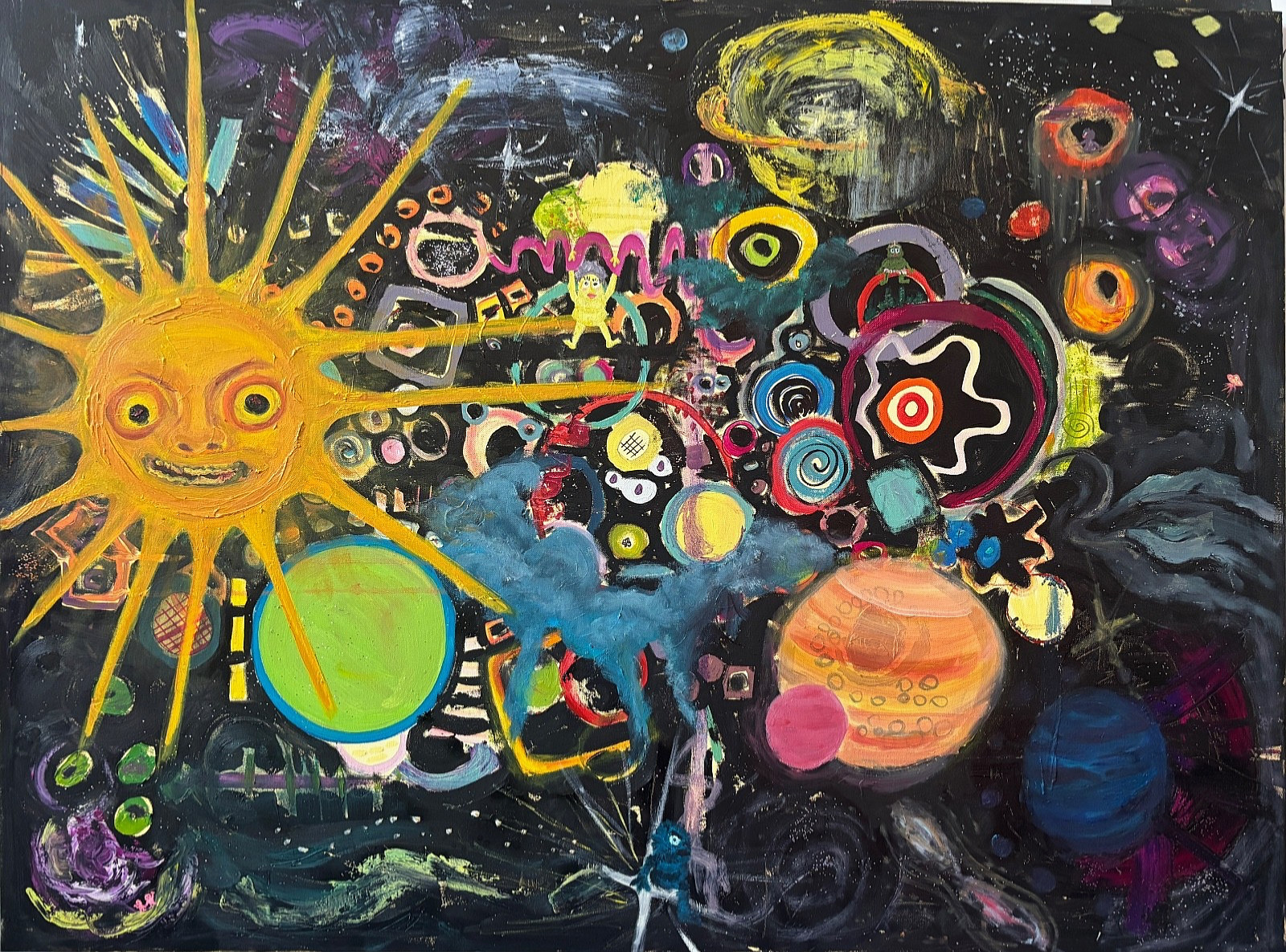 Original oil painting, A mythical outer space, 48 in x 36 in, 2026