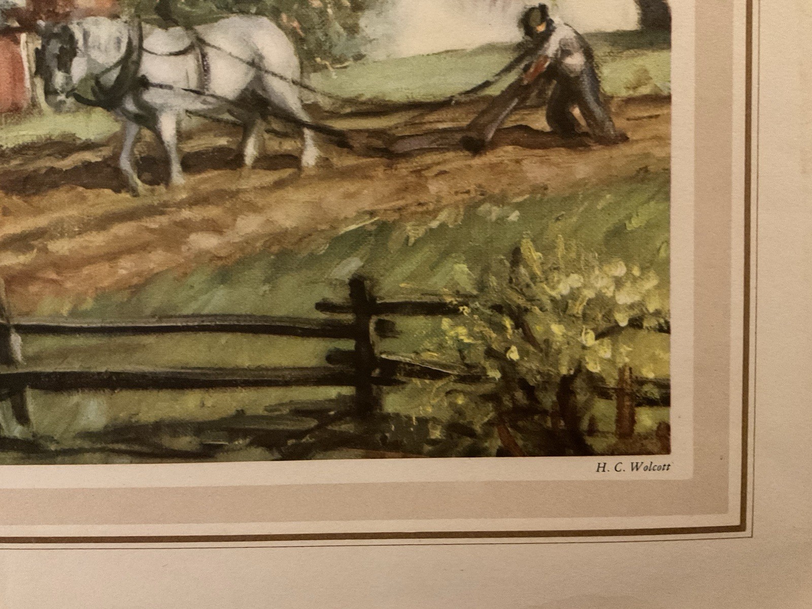 Vintage Spring Farm Scene Litho Picture 14 X 18 By H. C. Walcott