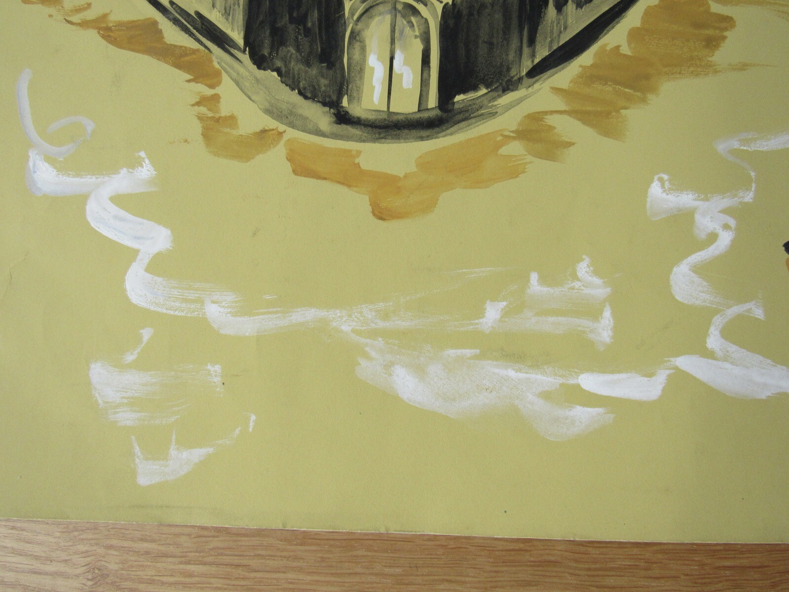 Opera Decor Gouache Drawing Signed by Jacques André Brégère set design painting