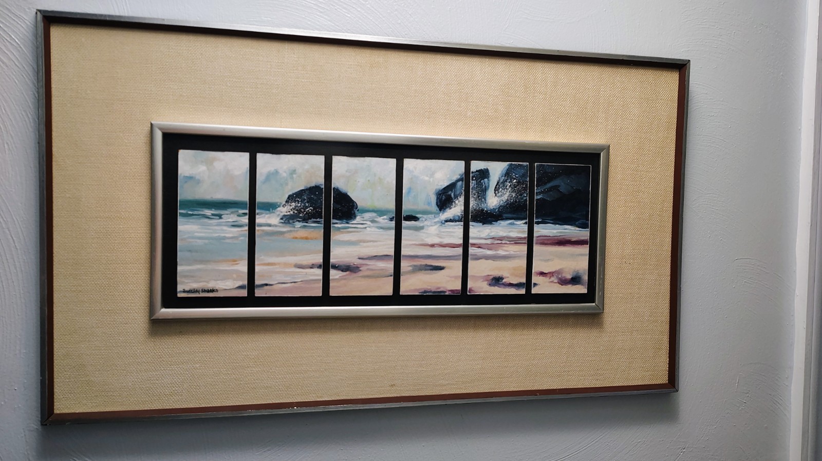 BARCLAY SHEAKS SEASCAPE 6 Panel Acrylic On Board. Very Neat Piece Original 1/1