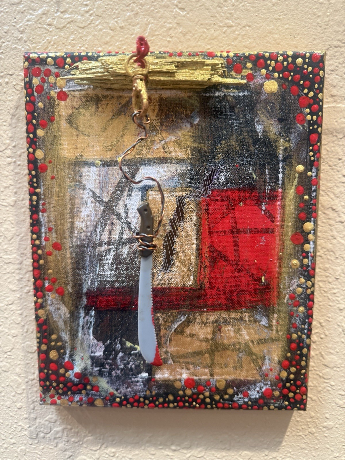 Horror painting original Friday The 13th Jason Abstract Art Mixed Media