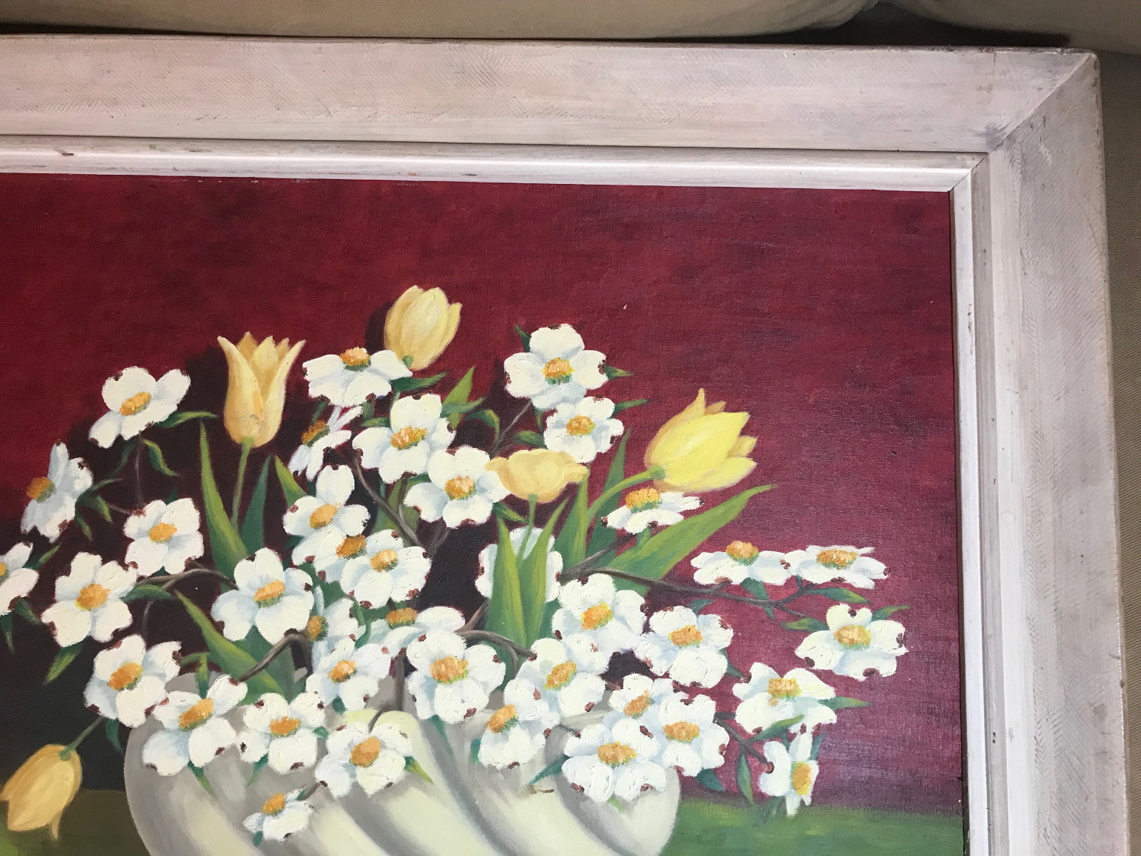 Vintage M Harrison «Still Life With Flowers» Oil Painting- Signed And Framed