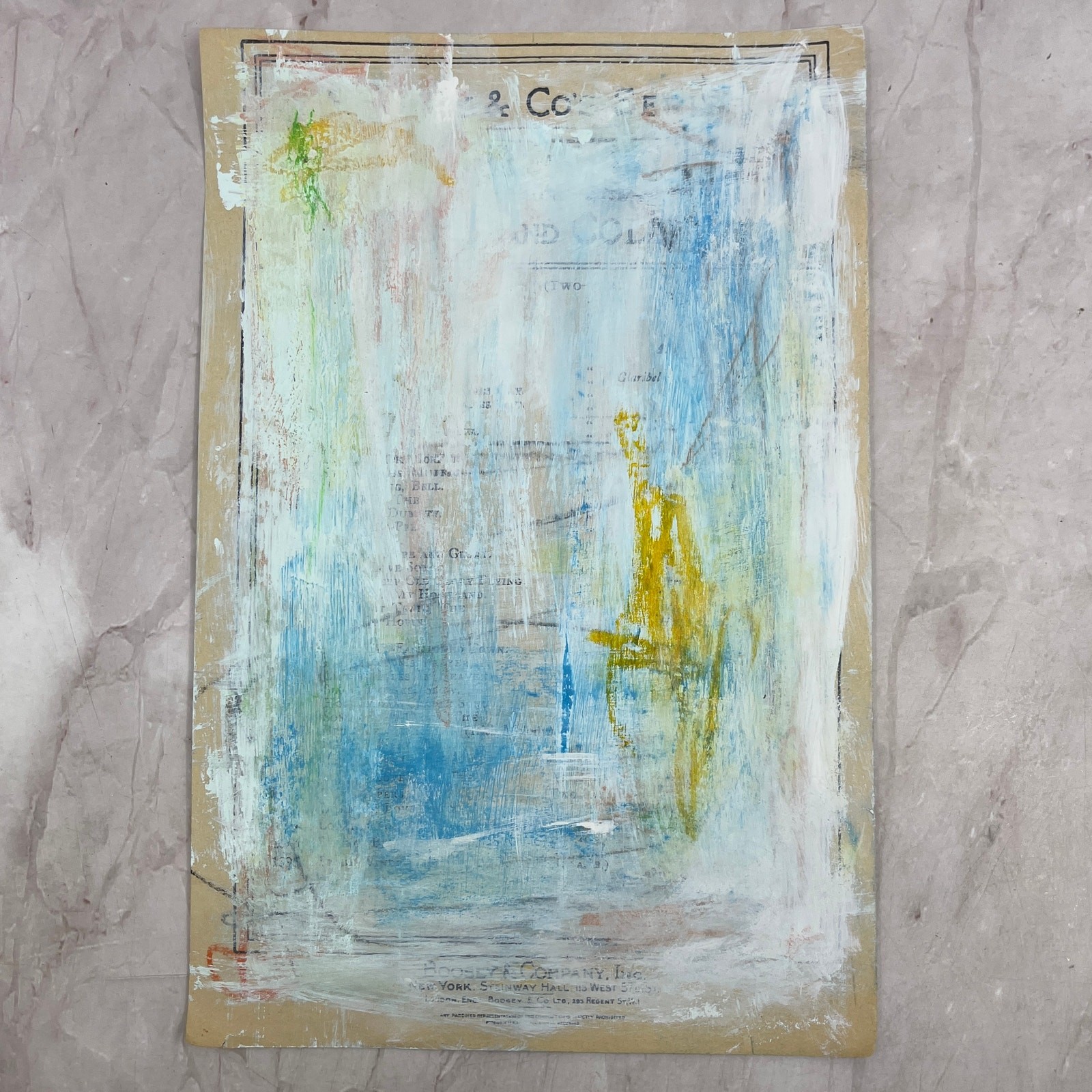 Original Abstract Art Painting «Sleep in Peace» On Sheet Music 7×10