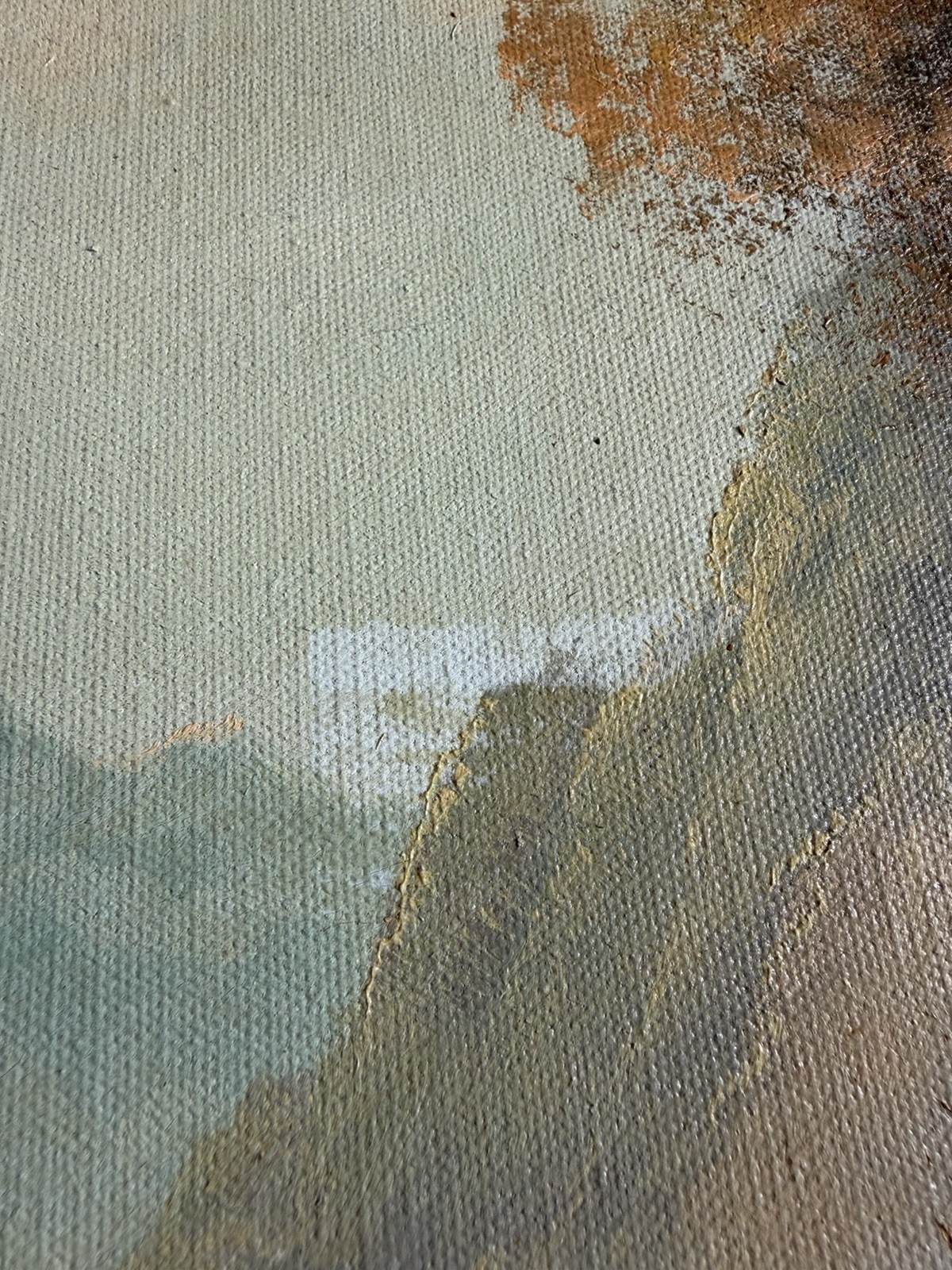 Beautiful Vintage Original Oil Painting On Canvas, Lake & Mountains 29×41 Signed
